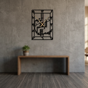 Modern Metal Wall Clock <b>Square</b> Abstract Geometric Design Silent Quartz Analog Hanging Living Room Decor - Product Image 2