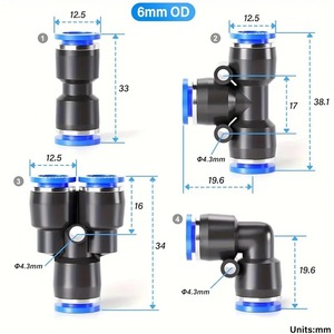 ชุดข้อต่อลม 6 มม- 60 ชิ้น อุปกรณ์เสริมสำหรับระบบท่อลม - Product Image 2
