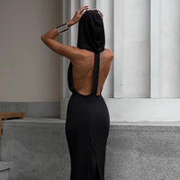 Nouvelles Robes d'été pour femmes en gros – Robe longue sans manches à capuche, coupe ajustée, décolleté plongeant en V, dos nu, sexy et élégante pour soirée