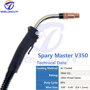 <span class=keywords><strong>Pistola</strong></span> <span class=keywords><strong>de</strong></span> Soldadura MIG Tweco Spray <span class=keywords><strong>Master</strong></span> V350 350A Refrigerada por Aire, Cable <span class=keywords><strong>de</strong></span> 15 pies, Conector Europeo para Mille, Panasonic, Fronius, CE OEM - Product Image 2