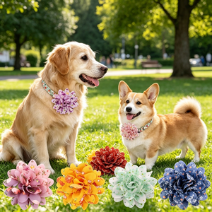 Luxury Polyester Floral Dog Collar Necklace Colorful Charms Custom Logo All-Season Decorative Pet Pendants for Retail - Product Image 6