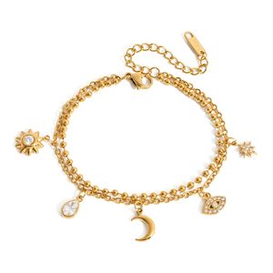 Bracelet chaîne en acier inoxydable personnalisé avec pendentifs délicats <span class=keywords><strong>lune</strong></span> <span class=keywords><strong>et</strong></span> <span class=keywords><strong>soleil</strong></span> pour femmes, vente en gros - Product Image 1