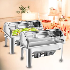 DB Full Size 9L Stainless Steel Roll Top Chafing Dish <b>Food</b> <b>Warmer</b> Serving <b>Tray</b> - Product Image 1