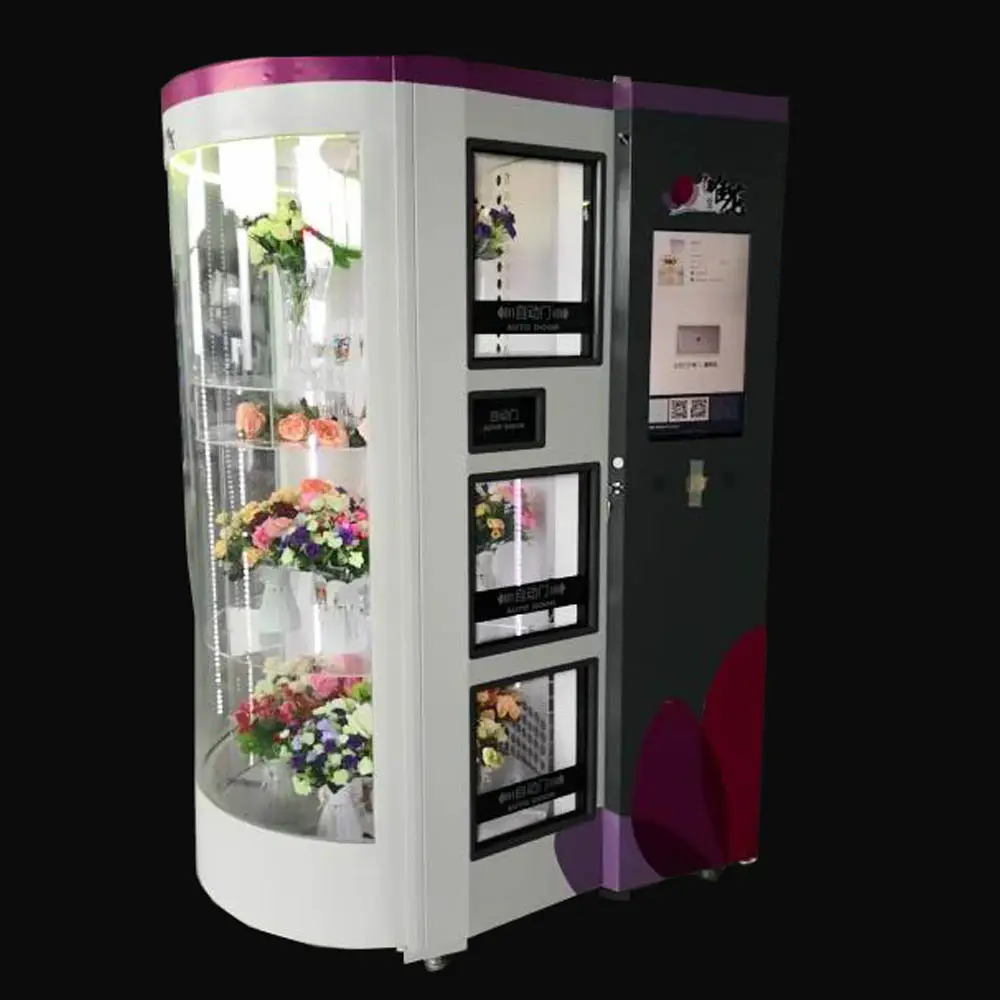 2018สดช่อดอกไม้การจัดส่ง Vending Machine ขนาดใหญ่ดอกไม้และ Single Rose Lily