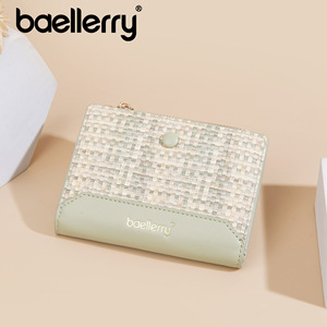 กระเป๋าใส่เหรียญขนาดเล็กสำหรับผู้หญิง Baellerry ลายทอสีสันตัดกัน ดีไซน์ซิป ใช้ได้ทุกวัน - Product Image 3