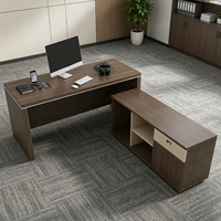 Bureau de direction en noyer avec armoire latérale mobile et tiroirs de rangement, bureau d'ordinateur pour patron