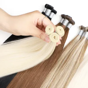 genius weft hair extensions human hair for 100% remy hair virgin russian double drawn brown machine new hand tied genius weft