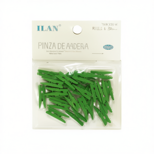 Ilan Mollette in Legno 3,5 Cm Verdi 15 Pezzi per Asciugare il Bucato - Product Image 2