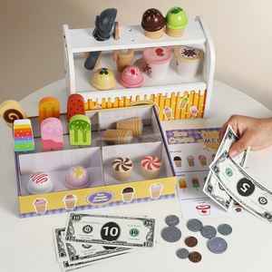 Ensemble de jeu de rôle en bois pour boutique de crème glacée avec comptoir à desserts pour enfants, jouets de <span class=keywords><strong>cuisine</strong></span>, <span class=keywords><strong>cuisine</strong></span> de jeu - Product Image 3