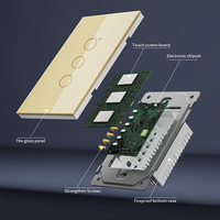 Interrupteur tactile intelligent Wi-Fi personnalisable 240V Tuya Alexa Google pour maison connectée, avec variateur de lumière et prise neutre, pour résidence et bureau