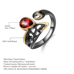 <span class=keywords><strong>Anello</strong></span> in Argento Sterling 925 con <span class=keywords><strong>Granato</strong></span> <span class=keywords><strong>Rosso</strong></span> Naturale Placcato Nero, Gioielli all'Ingrosso per Donne di Abiding Fashion - Product Image 6