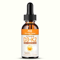 OEM HALAL Vitamine D3 K2 Goutte Liquide Magnésium Calcium Os Santé Immunitaire Suppléments 50000iu Gouttes de Vitamine D3 K2