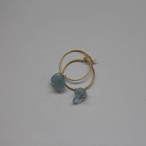Boucles d'oreilles créoles en acier inoxydable avec perles de pierres précieuses, pierres naturelles colorées, résistantes à l'eau, inaltérables, hypoallergéniques, plaqué or 18 carats - Product Image 2