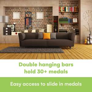 Babero para correr montado en la pared con forma de rectángulo de Metal negro, estante para Medallas de carreras, elegante caja de sombra para mostrar medallas deportivas - Product Image 5