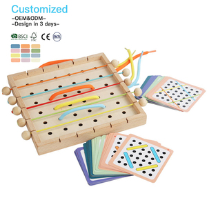 EDULAND OEM ODM Montessori Children's Wooden Fine Motor Skills Kid's Threading Board <strong>Game</strong> Educational Lacing Activity Toys - Product Image 1