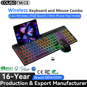 Ensemble <span class=keywords><strong>Clavier</strong></span> <span class=keywords><strong>et</strong></span> <span class=keywords><strong>Souris</strong></span> Sans Fil 2.4G RGB Silencieux à Membrane 114 Touches <span class=keywords><strong>pour</strong></span> Ordinateur, Téléphone Mobile <span class=keywords><strong>et</strong></span> Tablette - Product Image 1