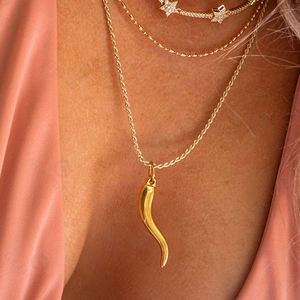 Collana Vintage con Ciondolo a Forma di Peperoncino Rosso 19mm in Acciaio Inox Placcato <span class=keywords><strong>Oro</strong></span>, Collana <span class=keywords><strong>Cornicello</strong></span> Italiano per Donne e Uomini - Product Image 4