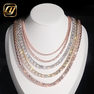 Precio de fábrica: Collar de lujo S925 con moissanita VVS, corte brillante redondo, cadena tipo tenis, joyería unisex para fiestas, diseño de hebra, venta al por mayor - Product Image 1