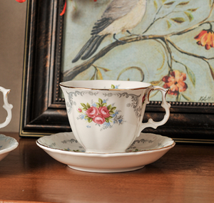 Mixed Carton Wholesale Vintage Blue Rose Bone China Tea <b>Cup</b> Saucer, British Gold Trim Afternoon Tea Set Custom Logo for Wedding - Product Image 5
