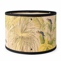 Abat-jour en bambou naturel imprimé motif oiseaux tropicaux, abat-jour de lampe de table amovible, emballage plat, vente en gros, OEM, housse décorative