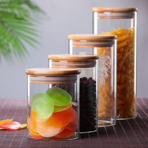 Recipientes De Vidrio Tapa De Bambu Contenedores De Almacenamiento De Alimentos Frascos De Vidrio Cubierta De Madera Contenedores De Almacenamiento De Vidrio Con <span class=keywords><strong>Tapas</strong></span> - Product Image 5