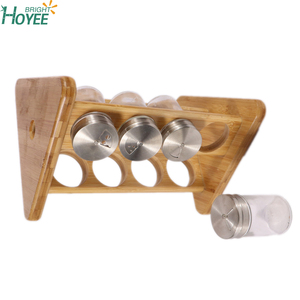 Rifornimento della fabbrica cucina di casa tavolo di stoccaggio 4 fila di filatura di bambù 16 vaso girevole <span class=keywords><strong>portaspezie</strong></span> - Product Image 5
