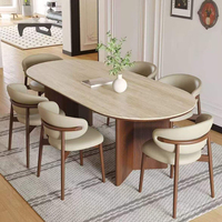 Table de salle à manger ovale moderne en bois massif 4 places Noyer Écologique Durable Meubles de maison