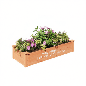 แปลงปลูกผักยกพื้นทำจากไม้สนแท้ ขนาด 47.2x17.7x9.8 นิ้ว สีน้ำตาล พร้อมแผ่นรอง - Product Image 1