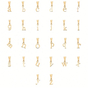 Dijes Personalizados para Joyería, Clásicos de Acero Inoxidable, Chapados en Oro de 18k, Letras Minúsculas de la A a la Z, Dijes Personalizados para la Creación de Joyería - Product Image 1