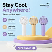 Ventilador de Mano Eléctrico LED Recargable USB, Mini Ventilador Portátil de Viaje, Bonito, de Cuatro Velocidades, de Plástico, para Uso Doméstico y al Aire Libre