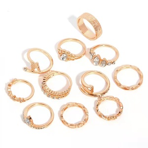 Fashion Jewelry <b>Sets</b> 11pcs Rose Gold <b>Crystal</b> Rings Butterfly Star Marquise Cut For Women Party Wear - Product Image 5