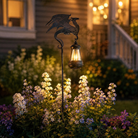 Lampes solaires LED étanches IP65 en forme de dragon métallique pour jardin, lanterne suspendue pour allée, pelouse, cour