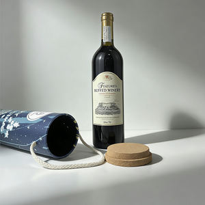 Boîte à vin cylindrique avec couvercle <span class=keywords><strong>en</strong></span> liège <span class=keywords><strong>en</strong></span> bois, cadeau écologique pour l'alcool, conteneur personnalisé pour bouteille de vin, tube <span class=keywords><strong>en</strong></span> papier pour cadeaux de mariage - Product Image 2