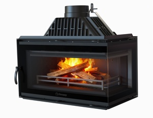 Poêle à bois en fonte, <span class=keywords><strong>insert</strong></span> <span class=keywords><strong>de</strong></span> <span class=keywords><strong>cheminée</strong></span> <span class=keywords><strong>d</strong></span>'angle avec double vitrage, chauffage domestique <span class=keywords><strong>pour</strong></span> hôtels et villas - Product Image 1