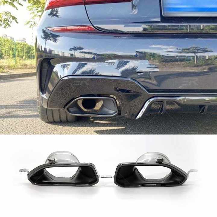 Square Black Stainless Upgrade M340 Car Exhaust Tips for BMW 3 Series ...