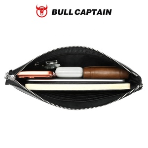 BULLCAPTAIN Men's Multifunction Large Capacity <b>Wallet</b> Zipper Closure Passcard Pocket Genuine Leather Custom <b>Clutch</b> Handbag - Product Image 4