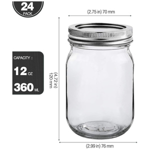 Bocaux en verre Mason personnalisés pour le stockage alimentaire, 16 oz, vente chaude, bocaux en verre personnalisés de 150 ml, 300 ml, 500 ml, 1000 ml avec couvercles - Product Image 2