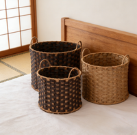 Panier de rangement ovale moderne en rotin PE écologique et flexible avec poignées, haute qualité, personnalisable, fabrication de précision, pour salon et buanderie