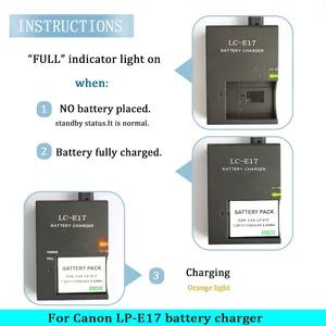 LC-E17 Applicable <span class=keywords><strong>pour</strong></span> <span class=keywords><strong>Canon</strong></span> <span class=keywords><strong>appareil</strong></span> <span class=keywords><strong>photo</strong></span> LP-E17 chargeur M6 deuxième génération 850D 800D M3 M5 M6 200D LC-E17C - Product Image 5