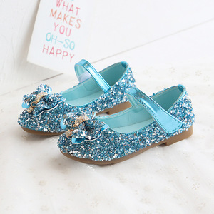 Nieuwe Pailletten Strik Platte Casual Kinderschoenen Meisjes Zachte Zool Kristal Sandalen Baby Mode Mooie Prinsessen Stijlen - Product Image 4