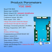 Sistema de Gestión de Baterías Inteligente YDE 24V 48V 60V 6S-20S LiFePO4 Li-ion 100A 200A con UART BT CAN RS485