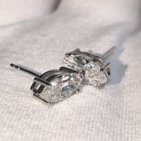 Boucles d'oreilles personnalisées en argent sterling 925 avec moissanite marquise GRA VVS couleur D pour femmes et hommes, testées au diamant
