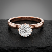 Bague de fiançailles et de mariage vintage en or massif avec diamant solitaire de laboratoire certifié IGI E VVS2, motif couronne filigranée de luxe