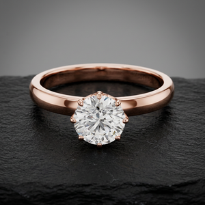 Anillo de compromiso y aniversario de lujo con diamante solitario vintage tallado en E VVS2 certificado IGI, cultivado en laboratorio, de oro macizo con corona de filigrana. - Product Image 2
