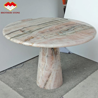 Table Ronde Design en Marbre Onyx Rose pour Salle à Manger, Meubles de Luxe pour Villa et Hôtel