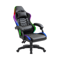 Chaise de bureau gaming exécutive pivotante à 360° en cuir synthétique noir RGB, avec vérin à gaz 4 positions, hauteur réglable, économique et traditionnelle