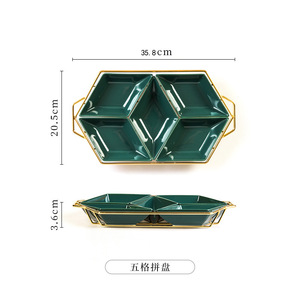 Stile europeo creativo <span class=keywords><strong>ferro</strong></span> vassoio <span class=keywords><strong>in</strong></span> ceramica diamante piatto di frutta e Modulare piattino Snack per frutta secca torta di noci Snack - Product Image 6