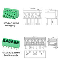 Borniers de circuit imprimé enfichables RS 15EDG-3.81 PA66 Vert 300V 8A 2-24 pôles à broches droites et coudées