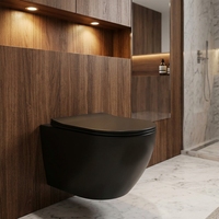 Hôtel luxe fin toilettes wc articles sanitaires mural économie d'eau inodore salle de bains une pièce mur suspendu noir toilette suspendue