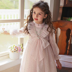Robes en Tulle pour Bébés Filles, Vente en Gros, Nouveauté Printemps, Robe de Princesse Rose avec Nœud et Dentelle pour Fête 0421A22118-1 - Product Image 1